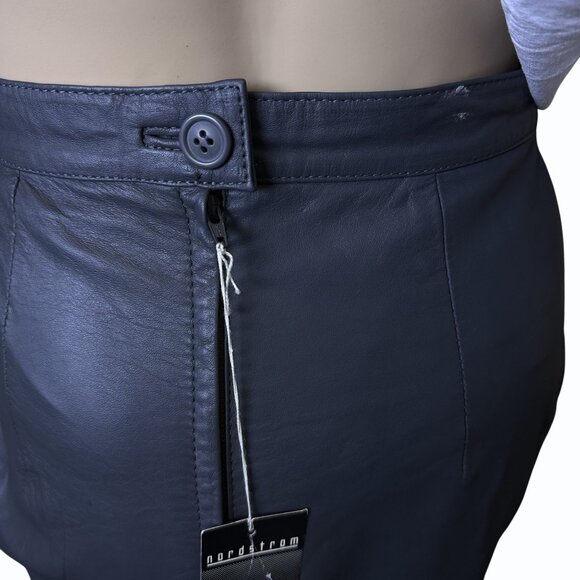 Vintage Y2K Brass Plum Gray Leather Pencil Skirt Jr Size 3 Midi‎ Zipper Mob Wife - Picture 11 of 16